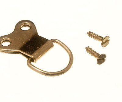 PACK OF 10 DOUBLE BRASS FINISH D RING PICTURE HANGING HOOK SCREWS INCLUDED