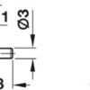 Technical diagram of 3mm nickel shelf support peg for glass bookcase shelves