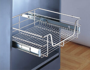 Pull-Out Chrome Wire Basket for Kitchen Cabinet Storage