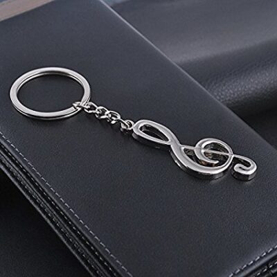 SILVER FINISH MUSIC KEY NOTE KEYRING
