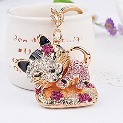PINK/GOLD SLEEPING CAT KEYRING
