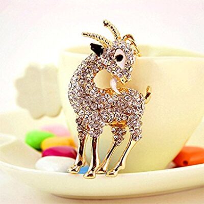 GOLD/CRYSTAL FINISH GOAT KEYRING