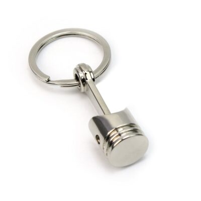 SILVER CAR ENGINE PISTON KEYRING
