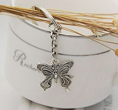 SILVER FINISH BUTTERFLY KEYRING