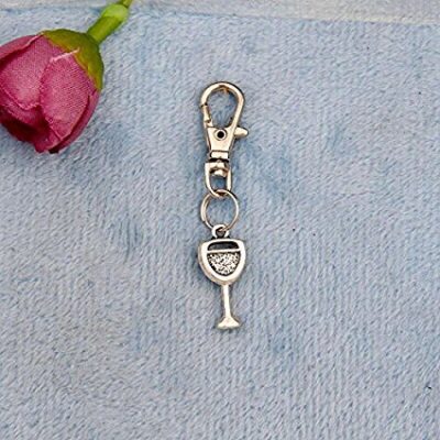 SILVER FINISH WINE GLASS KEYRING