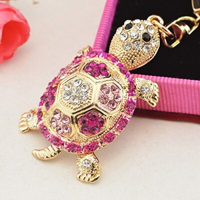PINK/GOLD CRYSTAL TORTOISE KEYRING