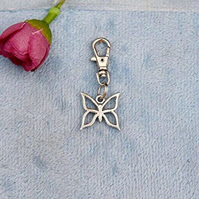 SILVER FINISH BUTTERFLY HOLLOW KEYRING CHARM
