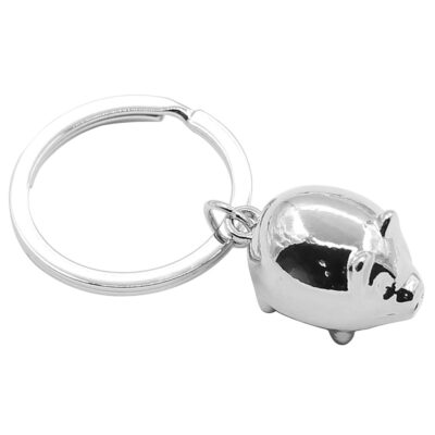 SILVER FINISH PIG KEYRING