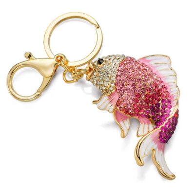 PINK FISH CRYSTAL KEYRING