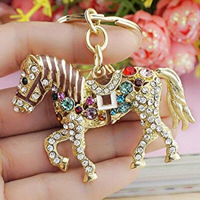 COLOURFUL CRYSTAL HORSE KEYRING