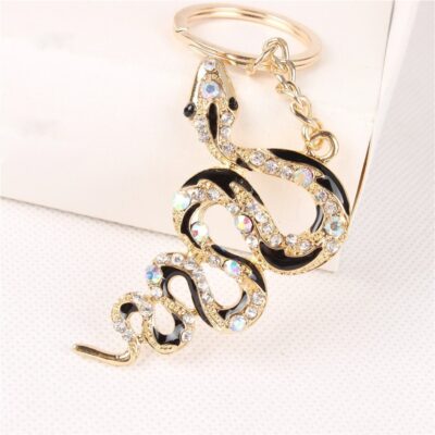 CRYSTAL SNAKE KEYRING CHARM