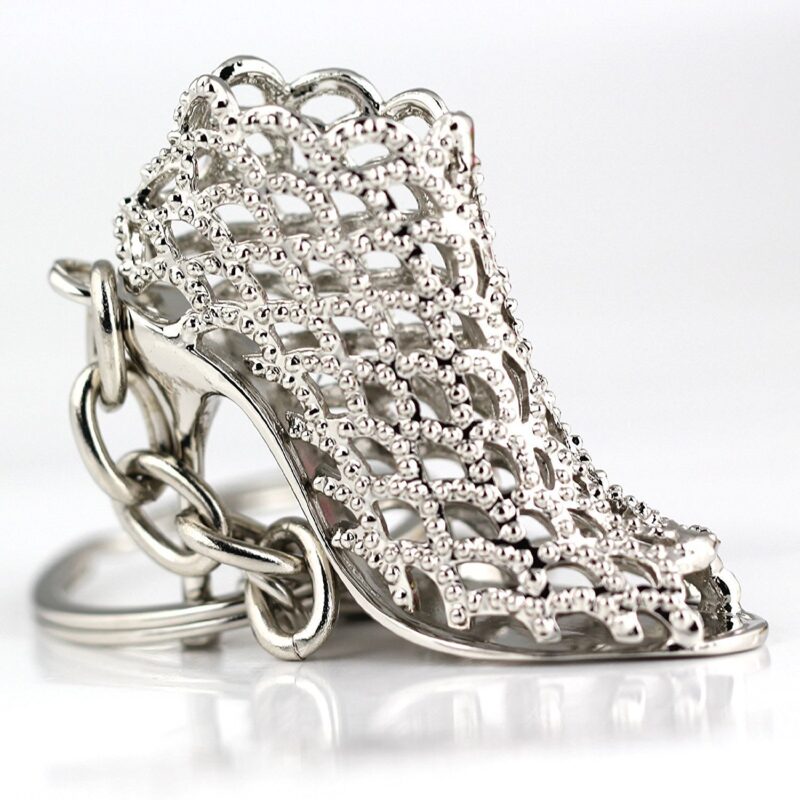 SILVER FINISH HIGH HEEL FASHION SHOE KEYRING