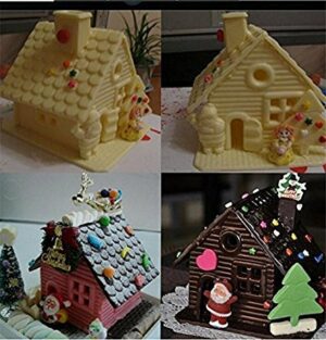 Decorated Gingerbread Christmas House Cakes Made Using Silicone Mould