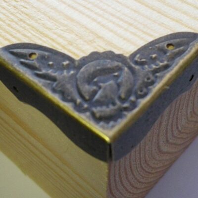 SET OF 4 METAL ORNATE ANTIQUE FINISH CORNERS