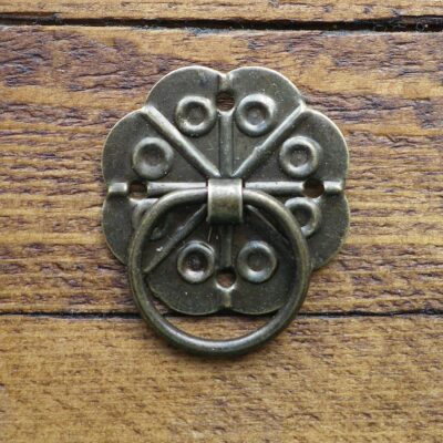 PAIR OF DROP RING DRAWER HANDLES IN ANTIQUE FINISH