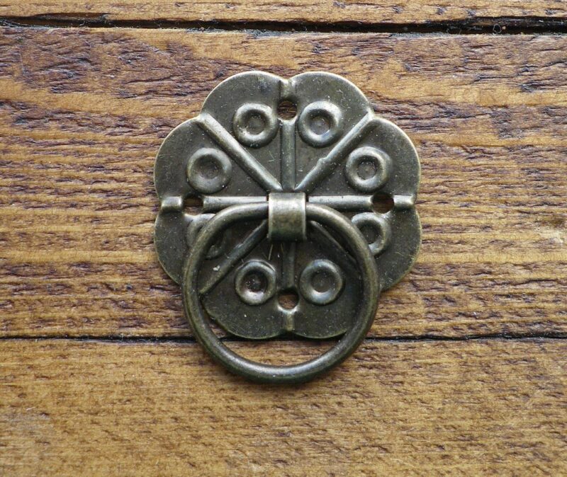 PAIR OF DROP RING DRAWER HANDLES IN ANTIQUE FINISH