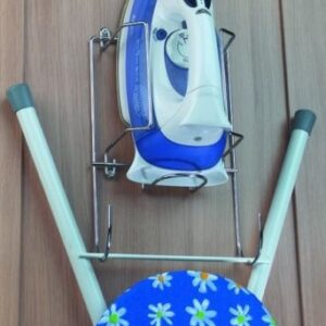 CHROME IRON AND IRONING BOARD STORAGE HOLDER RACK