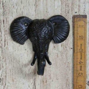 Elephant head hat and coat hook natural cast iron