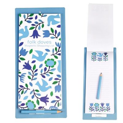 FOLK DOVES MAGNETIC SHOPPING LIST WITH PENCIL