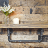 Industrial Pipe Wall Shelf – Rustic Wood & Steel Storage Unit (60cm) - Image 2