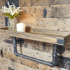 Industrial Pipe Wall Shelf – Rustic Wood & Steel Storage Unit (60cm) - Image 3