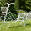 Vintage Garden Home Flower Planter Bike Ornament in Off White - Image 2