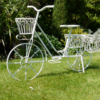 Vintage Garden Home Flower Planter Bike Ornament in Off White - Image 4