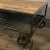 Industrial Coffee Table Vintage Living Room Furniture On Wheels Rustic Metal Storage Shelf Antique Solid Wood Top Gold Retro Urban Cart unit - Image 3