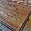 Industrial Coffee Table Vintage Living Room Furniture On Wheels Rustic Metal Storage Shelf Antique Solid Wood Top Gold Retro Urban Cart unit - Image 6