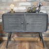 Industrial Metal Storage Grey Cabinet Sideboard 2 Doors Rustic Cupboard Unit - Image 4