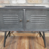 Industrial Metal Storage Grey Cabinet Sideboard 2 Doors Rustic Cupboard Unit - Image 2