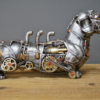 Industrial Silver Resin Gothic Steampunk Dachshund Dog Sculpture Ornament - Image 3