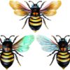 Busy Bee Set of 3 Wall Hanging Metal Bees - Image 2