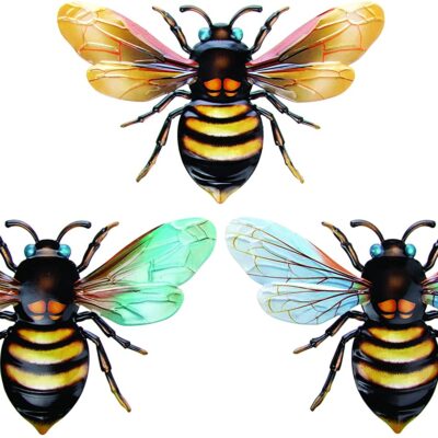 Busy Bee Set of 3 Wall Hanging Metal Bees