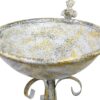 Freestanding Metal Ornate Garden Bird Bath Grey and Yellow Distressed Tones - Image 3