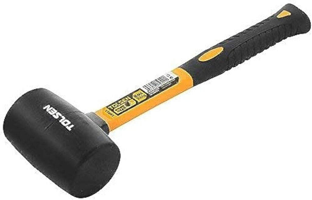 Tolsen 16oz Rubber Mallet with Fiberglass Handle and Non-Slip Rubber Grip