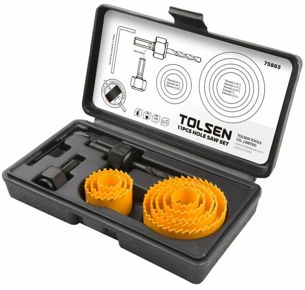 TOLSEN 9BM120 11pcs Hole Saw Pilot Drill Bit Kit