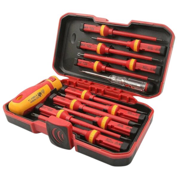 Tolsen 13pcs VDE Electricians Insulated Screwdriver Set with Rubber Handle In a Case