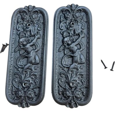 Cherub Cast Iron Door Push Plates – Antique Style Set of 2